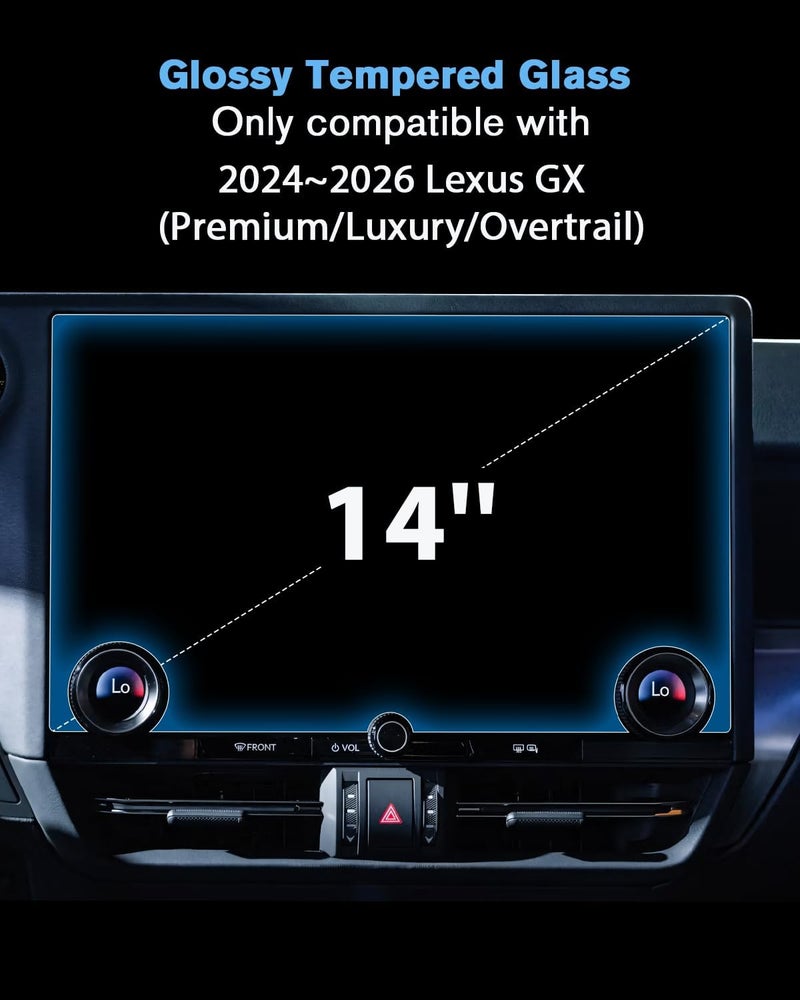 WEIPIN For Glossy Tempered Glass 2024 2025 2026 L exus GX 14 Inch Touchscreen Screen Protector - GX (Premium/Luxury/Overtrail) Accessories - Image 2